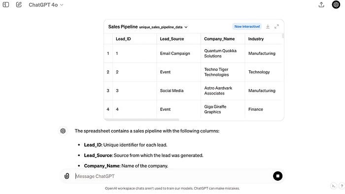 ChatGPT unterstützt jetzt interaktive Tabellen und Diagramme direkt aus Google Drive